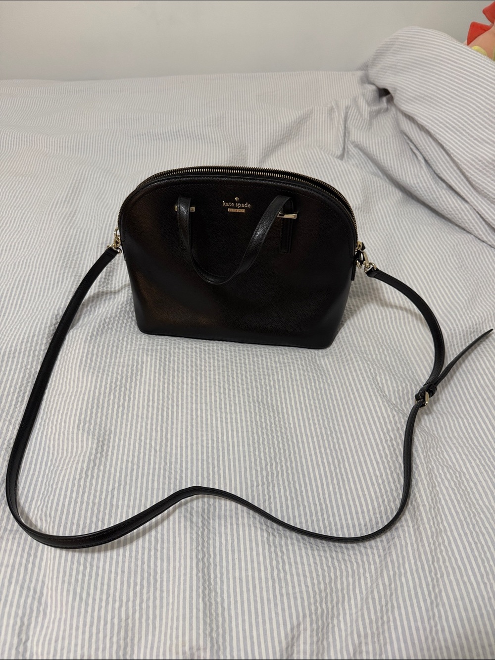 kate spade black leather dome crossbody satchel